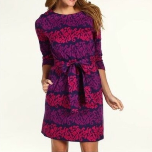 Lilly Pulitzer Jonah Dress in True Navy Follow The Leader Jacquard Large - Picture 1 of 10